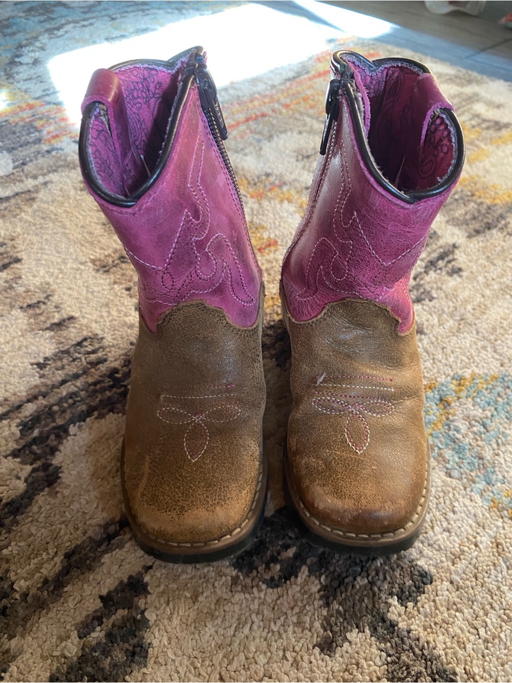 Shyanne Toddler Brown and Pink Western Boots